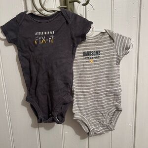 Carters 3m grey construction onesie lot